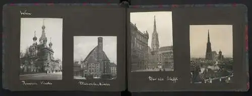 Fotoalbum mit 126 Fotografien, Ansicht Wien, das neue Wien, Riesenrad Wurstelprater, russ. Kirche, Praterstern, Graz