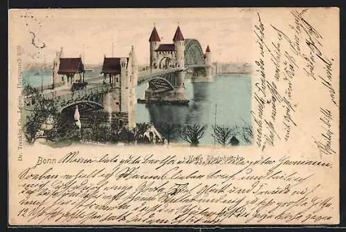 AK Bonn, Rheinbrücke aus der Vogelschau