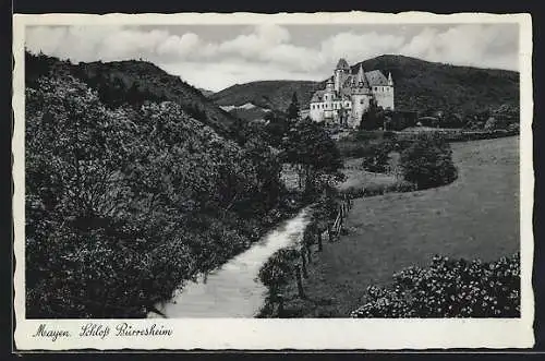 AK Mayen, Schloss Bürresheim, vom Fluss gesehen