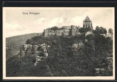 AK Burg Nideggen, Ortsansicht aus der Vogelschau