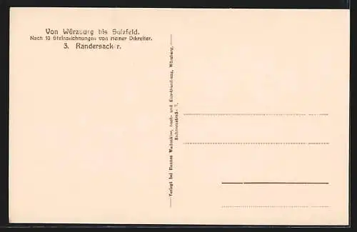 Künstler-AK Randersacker, Ortsansicht mit Gewässer