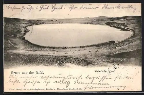 AK Daun /Eifel, Weinfelder Maar aus der Vogelschau