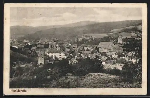 AK Münstereifel, Totalansicht von einem Berg aus