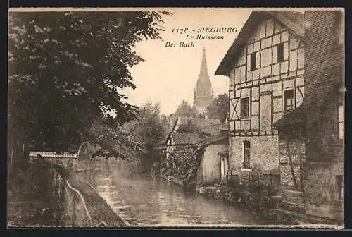 AK Siegburg, Bachpartie mit Blick zur Kirche