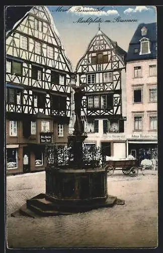 AK Berncastel /Mosel, Marktplatz mit Brunnen