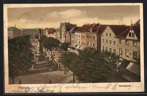 AK Siegburg, Blick auf den Marktplatz und das Denkmal