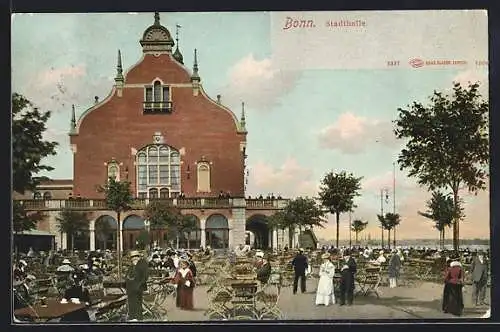 AK Bonn, Belebte Szene vor der Stadthalle