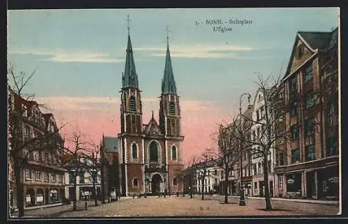 AK Bonn, Stiltzplatz, Ansicht der Kirche