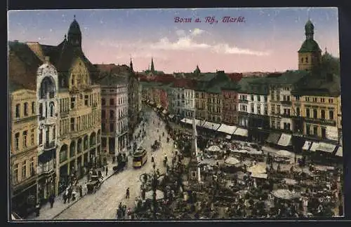 AK Bonn a. Rh., Der Markt aus der Vogelschau