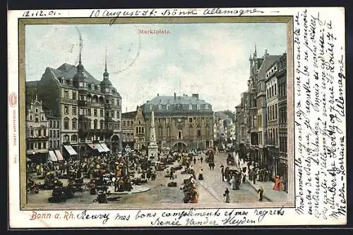 AK Bonn a. Rh., Blick über den Marktplatz