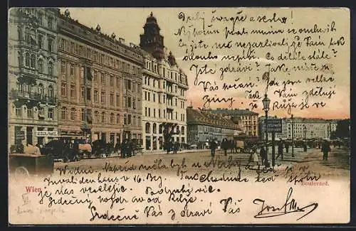 AK Wien, Boulevard Magdalenenstrasse bei Abendstimmung