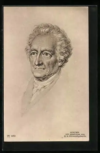 AK Portrait des Dichters v. Goethe als betagter Mann