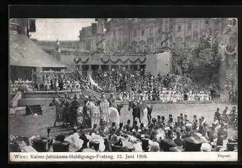 AK Wien, Kaiser-Jubiläums-Hudigungs-Festzug 1908, Ritter zu Pferde