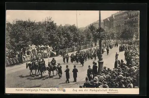 AK Wien, Kaiser Huldigungs-Festzug 1908, Zug aus der Markgrafschaft Mähren