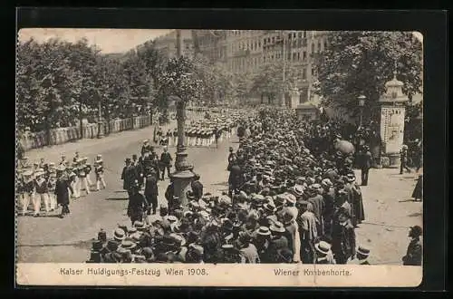 AK Wien, Kaiser Huldigungs-Festzug 1908, Wiener Knabenhorte