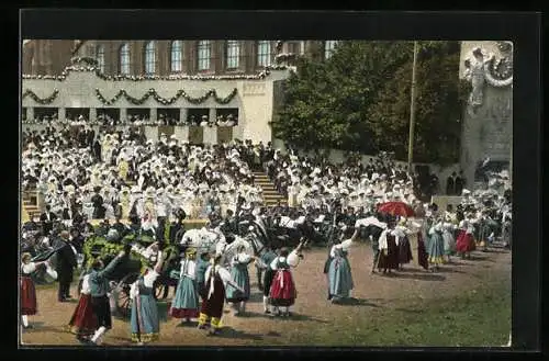 AK Wien, Huldigungsfestzug 1908, Gruppe Oberösterreich, Goldene Bauernhochzeit