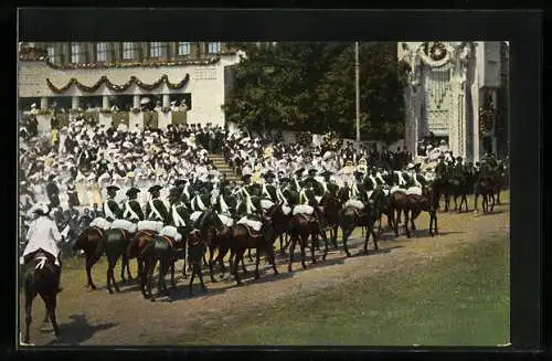 AK Wien, Huldigungsfestzug 1908, Truppen aus der Zeit des siebenjährigen Krieges