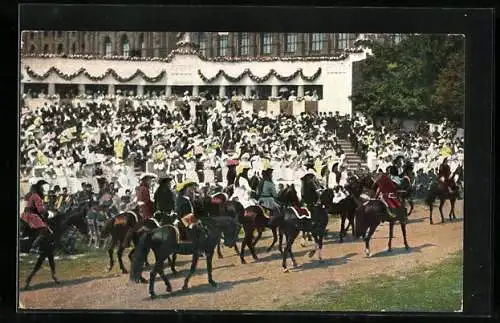 AK Wien, Jubiläumsfestzug Kaiserhuldigung 12. Juni 1908, Gruppe zur Zeit Karl VI.