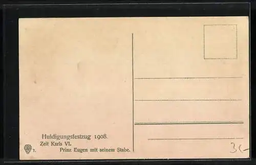 AK Wien, Jubiläumsfestzug Kaiserhuldigung 12. Juni 1908, Gruppe zur Zeit Karl VI.