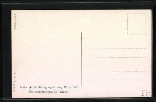 Künstler-AK Wien, Kaiser-Jubiläums-Huldigungsfestzug 1908, Nationalitätengruppe Krain