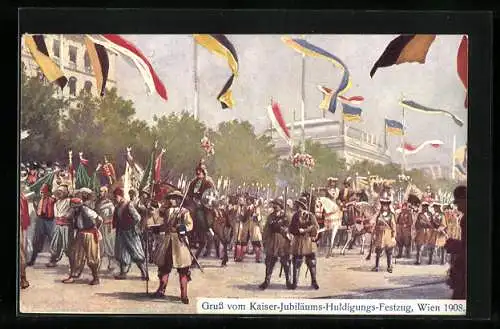 AK Wien, Kaiser Huldigungs Festzug zum Jubiläum 1848-1908