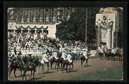 AK Kaiserhuldigung 1908, Feldherren aus der Zeit des Siebenjährigen Krieges