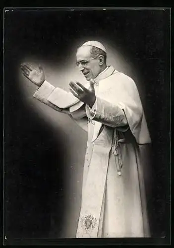 AK Papst Pius XII. mit offenen Armen