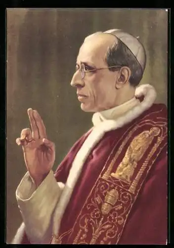 Künstler-AK Papst Pius XII. mit Stola und Pileolus