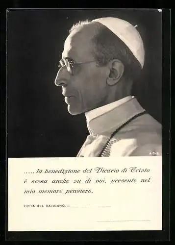 AK Portrait von Papst Pius XII. im Profil