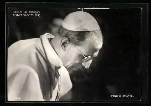 AK Papst Pius XII. mit gesenktem Kopf, Udienze di Pellegrini, Pastor Bonus