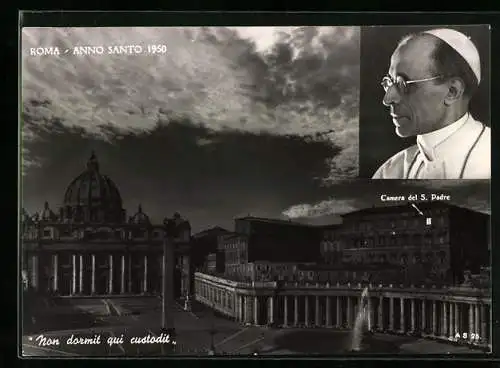 AK Roma, Pius XII., Camera del S. Padre, Non dormit qui custodit