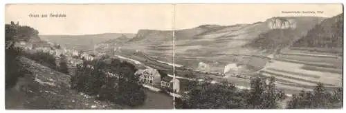 Klapp-AK Gerolstein /Eifel, Ortspanorama mit Burgruine und Bahnhof