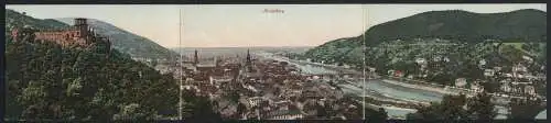 Klapp-AK Heidelberg, Panoramablick über die Stadt mit dem Schloss