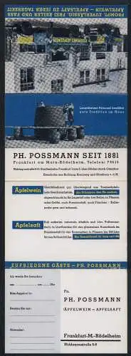 Klapp-AK Frankfurt a. M.-Rödelheim, Reklame für die Ph. Possmann Apfelwein- und Apfelsaft-Fabrik