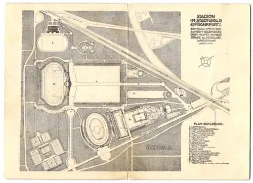 Klapp-AK Frankfurt, Stadion im Stadtwald, Lageplan