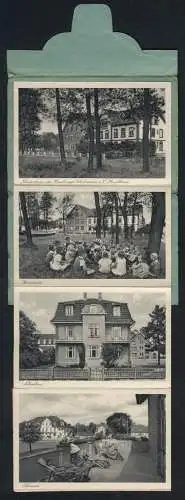 Leporello-AK Grömitz /Holstein, Kinderheim des Hamburger Schulvereins, Speisesaal, Schlafsaal, Sportplatz, Strandpartie