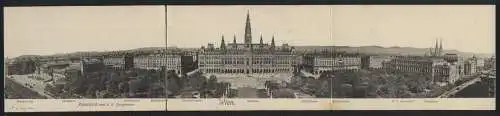 Klapp-AK Wien, Panorama vom k. k. Burgtheater mit Rathaus und Universität