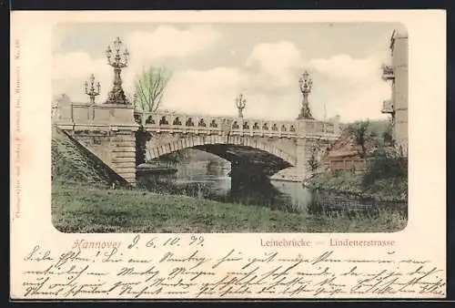 AK Hannover, Leinebrücke an der Lindenerstrasse