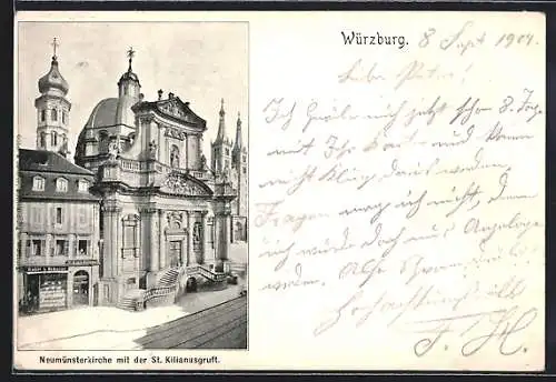 AK Würzburg, Neumünsterkirche mit St. Kiliansgruft