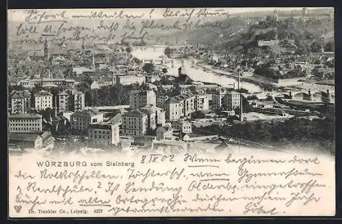 AK Würzburg, Stadtansicht vom Steinberg aus um 1900