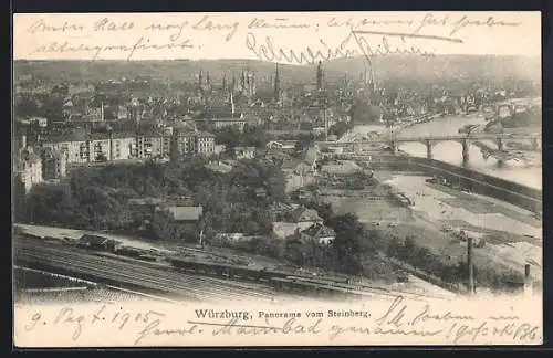 AK Würzburg, Stadtpanorama vom Steinberg aus