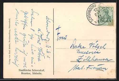 AK Schorndorf / Württ., Stadtkirche, Brauttor auf der Südseite