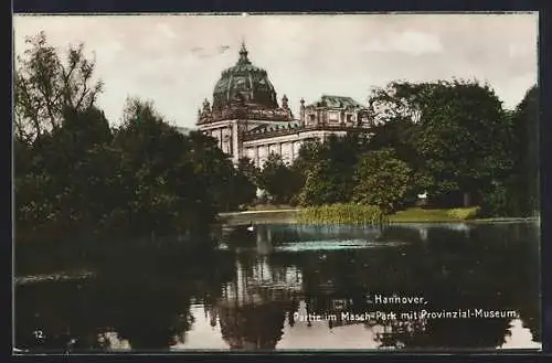 AK Hannover, Maschpark-Partie mit Provinzial-Museum