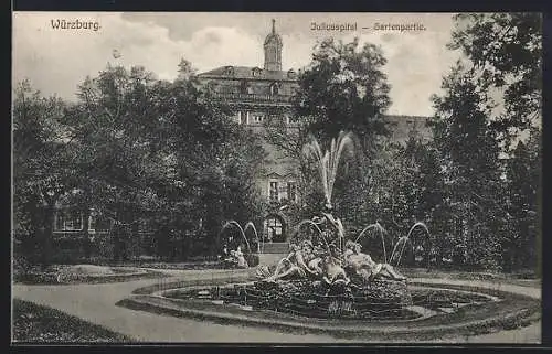 AK Würzburg, Juliusspital mit Gartenpartie