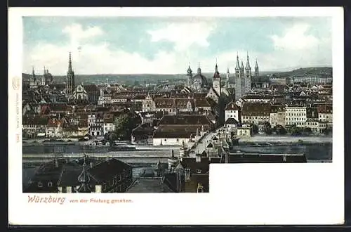 AK Würzburg, Teilansicht von der Festung gesehen