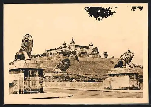 AK Würzburg, Ludwigsbrücke und Festung Marienberg