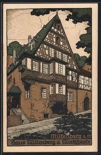 Steindruck-AK Miltenberg, Haus Miltenberg am Marktplatz