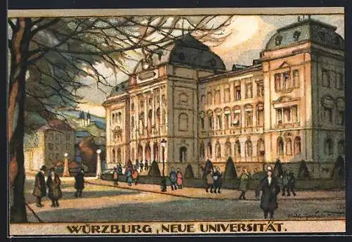 Steindruck-AK Würzburg, Die neue Universität