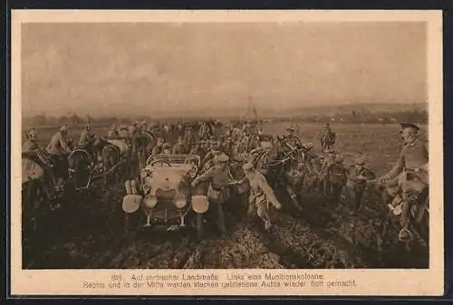 AK Auto des Militärs auf serbischer Landstrasse