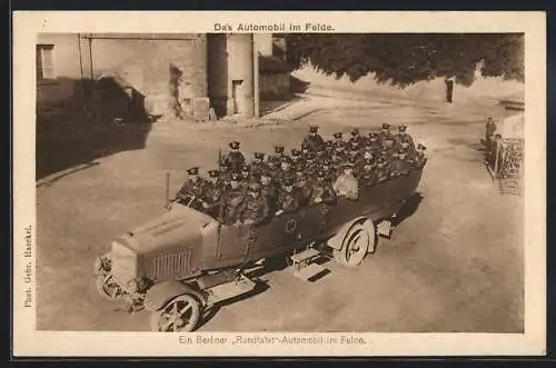 AK Ein Berliner Rundfahrt-Automobil im Felde